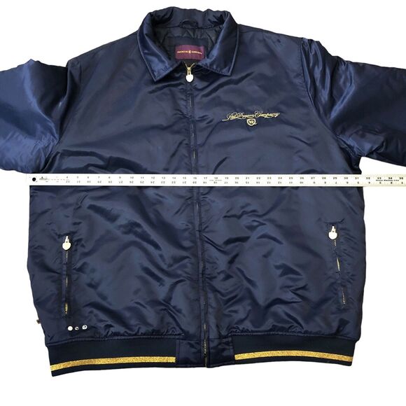 Y2K ROCAWEAR Vintage Bomber Varsity Jacket Quilted Lining Blue Gold Nylon - Picture 4 of 15